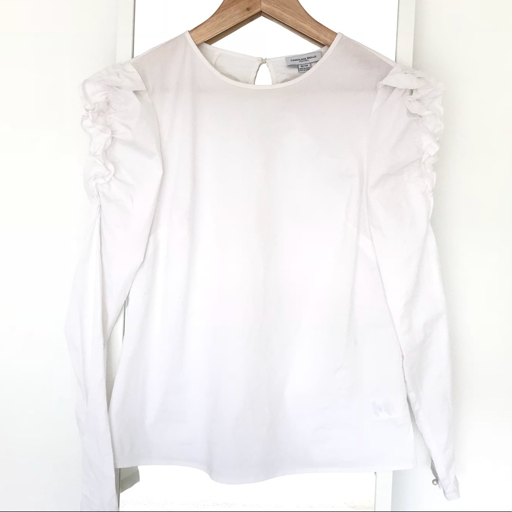 Feminine Polished White Ruffle Long Sleeve Top
